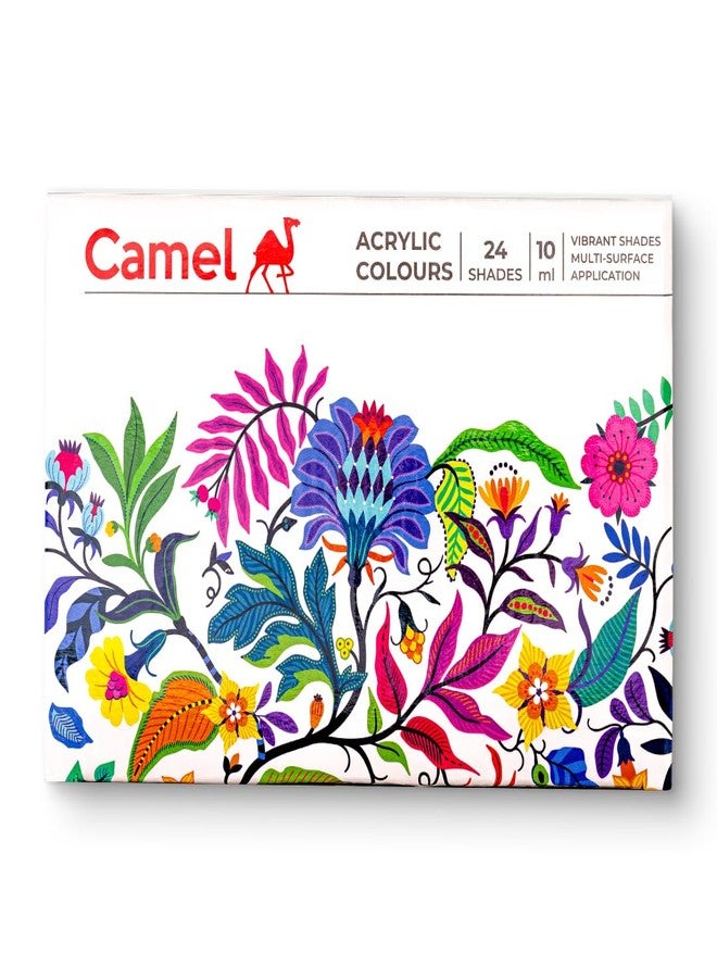 كاميل ألوان أكريليك كاميل ألترا - 24 لونًا غنيًا (10 مل لكل لون) | ألوان متعددة الأسطح للاستخدام المنزلي | ألوان زاهية وثابتة | مناسبة للرسم على القماش والخشب والورق والسيراميك - Image 1